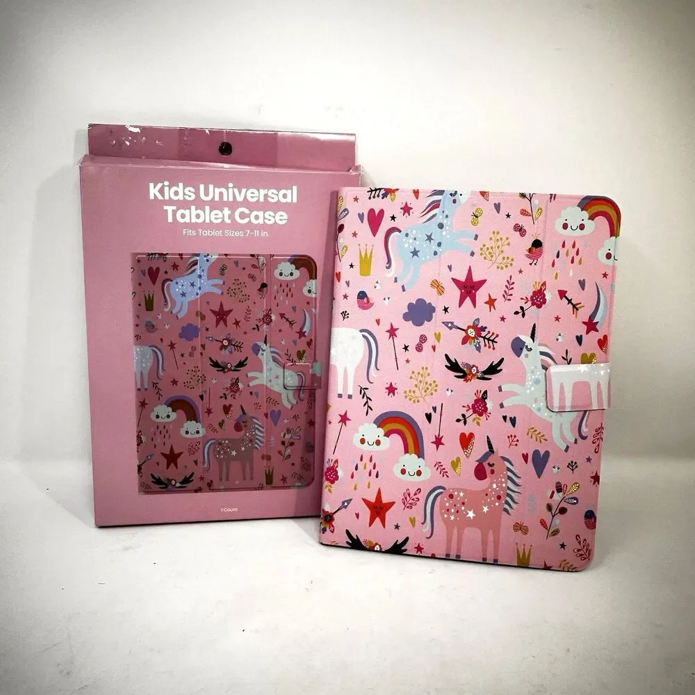 New Kids Universal Tablet Case Fits Tablet Sizes 7-11 Inches Pink Unicorn Girls